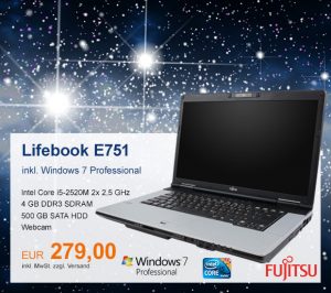 Top-Angebot: Fujitsu Lifebook E751 nur 279 €