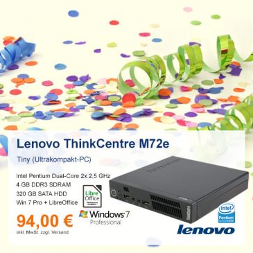 Top-Angebot: Lenovo ThinkCentre M72e nur 94 €