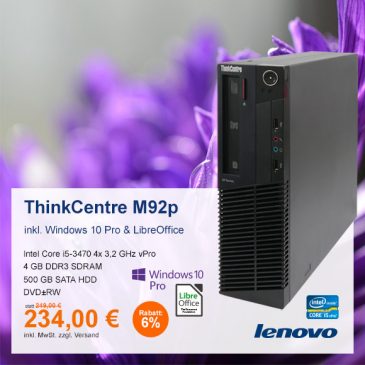 Top-Angebot: Lenovo ThinkCentre M92p nur 234 €