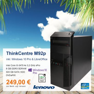 Top-Angebot: Lenovo ThinkCentre M92p nur 249 €