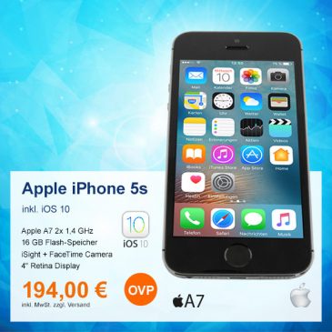 Top-Angebot: Apple iPhone 5s A1457 nur 194 €