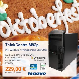 Top-Angebot: Lenovo ThinkCentre M92p nur 229 €