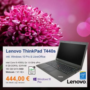 Top-Angebot: Lenovo ThinkPad T440s nur 444 €