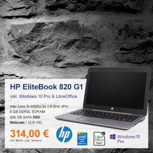 Top-Angebot: HP EliteBook 820 G1 nur 314 €