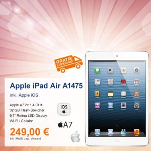 Top-Angebot: Apple iPad Air A1475 nur 249 €