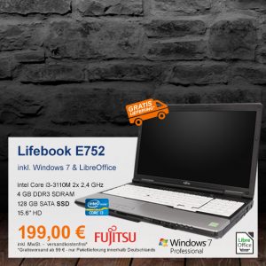 Top-Angebot: Fujitsu Lifebook E752 nur 199 €