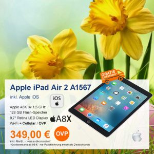 Top-Angebot: Apple iPad Air 2 A1567 nur 349 €