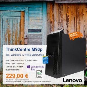Top-Angebot: Lenovo ThinkCentre M93p Tower nur 229 €